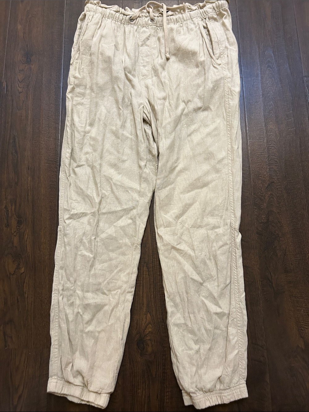Sanctuary Women’s  Light Beige Linen  Drawstring Joggers